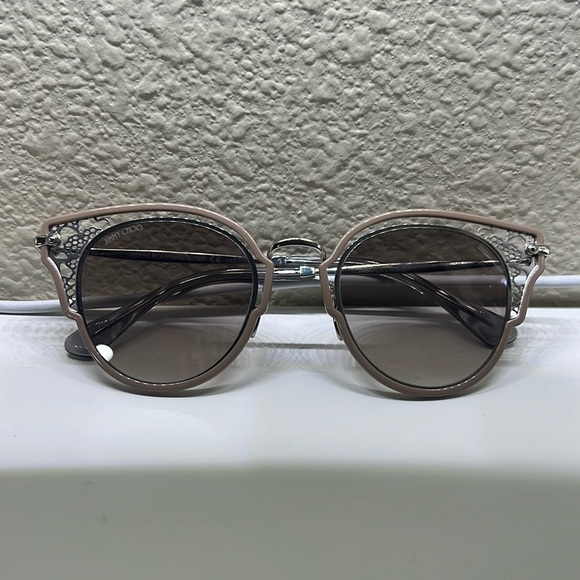 Jimmy Choo - Dhelia - Nude and Palladium Metal Sunglasses - Picture 2 of 4